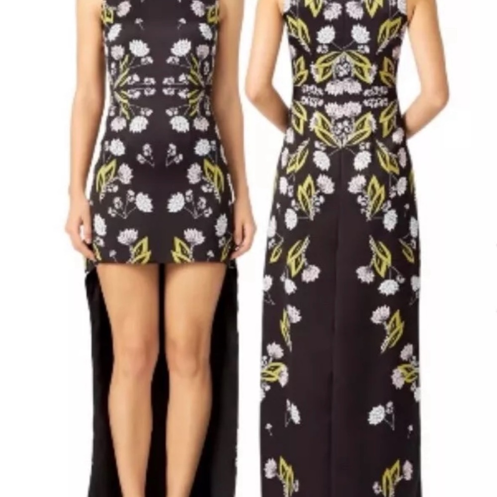 Cynthia Rowley Womens Dress Size 6 Sleeveless High Low Black Floral Formal